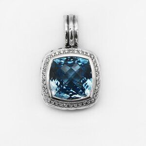 David Yurman 925 Blue Topaz Diamond Albion Pendant